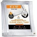 Xpose Safety 6 ft x 10 ft Heavy Duty 20 Mil Tarp, Clear, Vinyl, Fire Retardant CVTFR-610